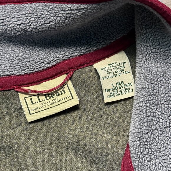 L.L. Bean Men’s Tumbled Sherpa Pullover - Grey/Red - Picture 4 of 6